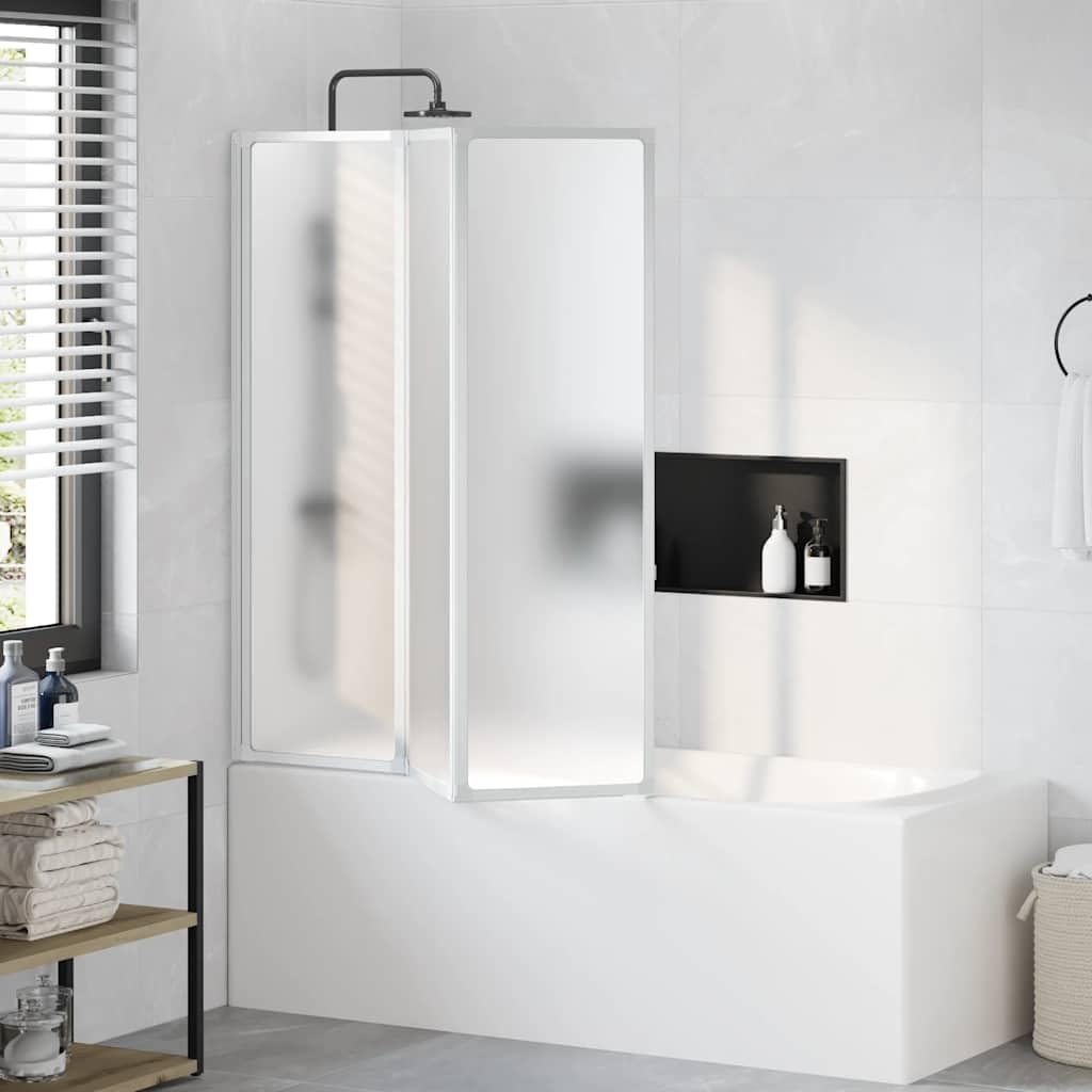 Pantalla de Ducha Bañera Pared de Ducha Pantalla de Vapor 141 x 132 cm 3 Paneles Plegables