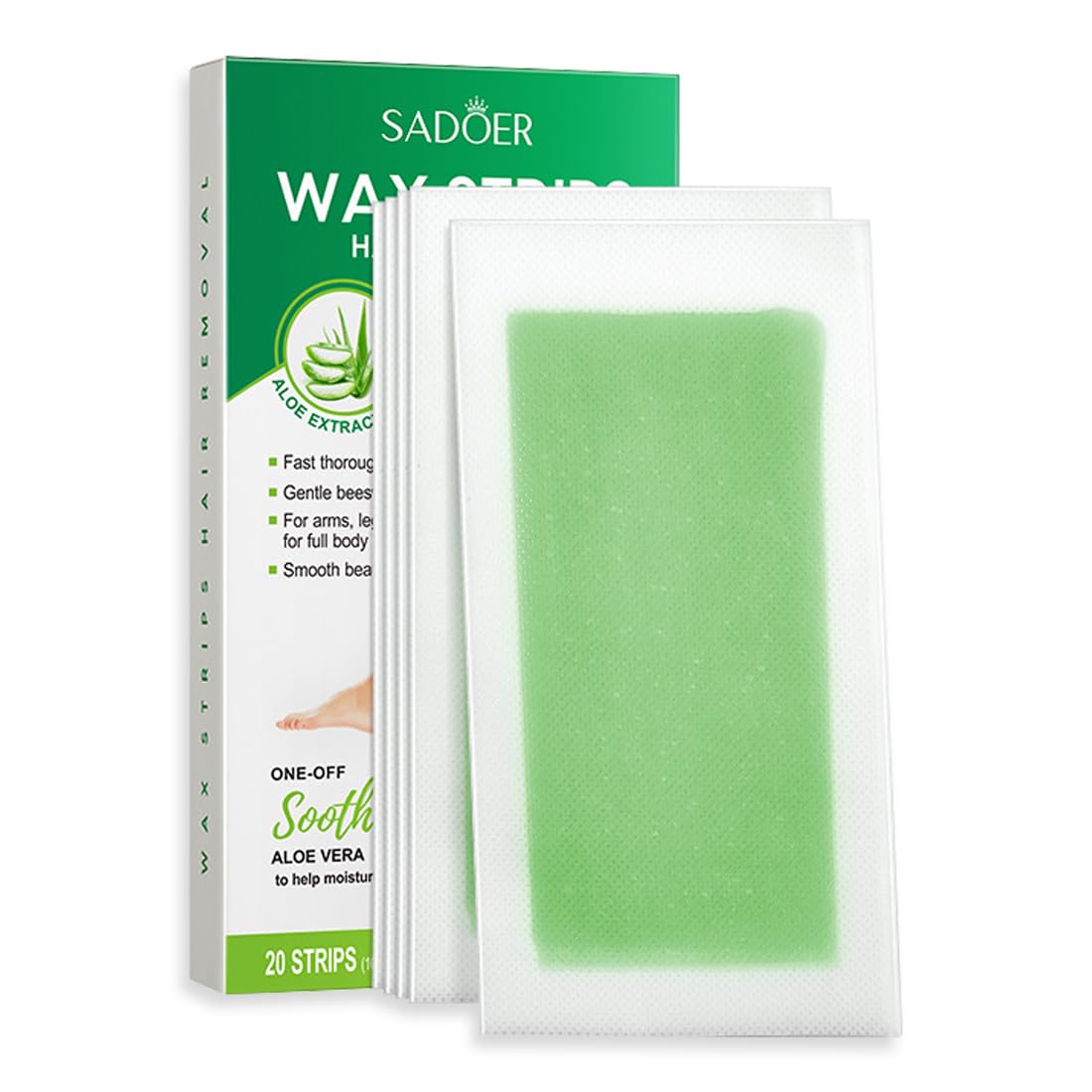 OUDQFCJ Tiras de cera para depilación (20 unidades), bandas depilatorias para mujeres y hombres, para cara, cuerpo, brazos, piernas, pecho, espalda, bikini