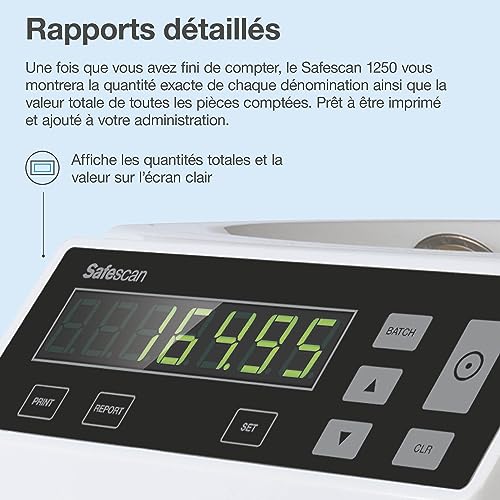 Safescan 1250 geldzählmaschine - automatischer münzzähler und sortierer für Euro Münzen