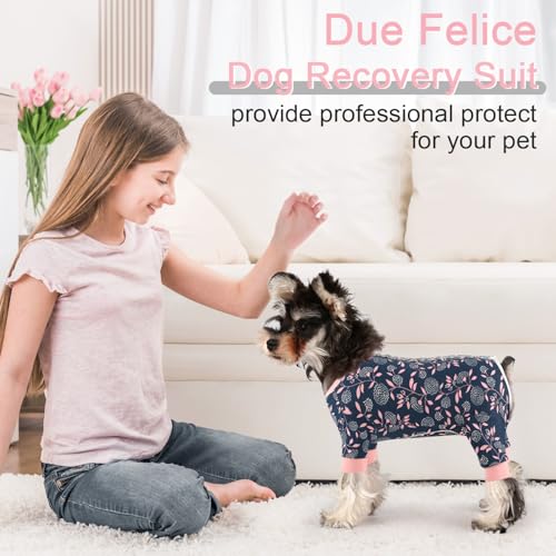 Image of Dog Recovery Suit Female Male Dog Onesie for Surgery, Fit for Small Dog Breed Dog Body Suits After Surgery Dog Surgical Suit Pink /Blue Flower /XL