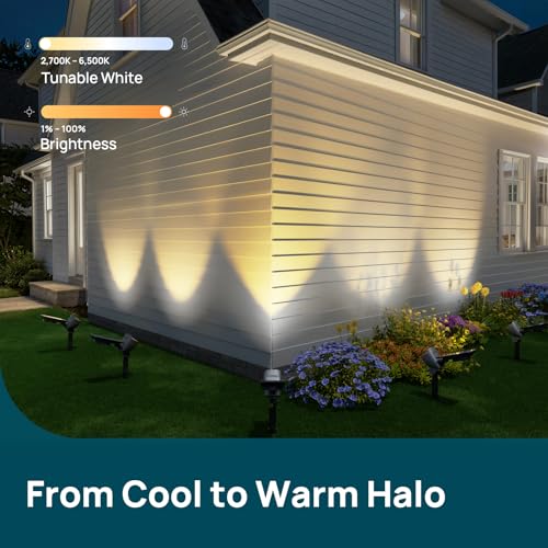 Image of Linkind Smart Solar Tree Spotlight SL6C, Dual-Ring Solar & USB Charging Solar Lights Outdoor Waterproof IP66, Color Changing Trees Uplights, Outdoor Light for Yard, Garden, Landscape, 1 Pack