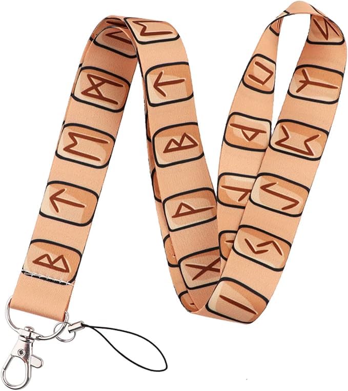 Pinstant Viking Norse Rune Symbol Lanyard - 17.7 Inch Keychain Holder For ID Badge, Keys & Phone