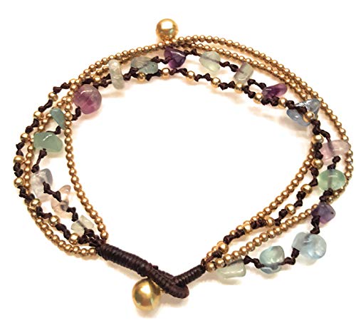 Infinityee888 Fluoride Anklet Bracelet With Bell Stone Handmade Brass Bead Bells Indian Boho Anklet For Women , Teen Girls - Ja242 #TOP2