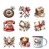 8PCS Watercolor Valentine's Day Flowers Png, Red, Deer, Cupple Bunny Clipart UV DTF Cup Wrap Transfer for Glass 16 OZ, Rub on Transfers for Crafts, Transfer Stickers for Cups Furniture Wood (P2)