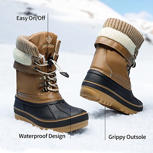 Dream Pairs Unisex-Child Cold Weather Insulated Waterproof Winter Snow Boots Size 4 Big Kid M Us Kmonte-1 Tan #TOP3