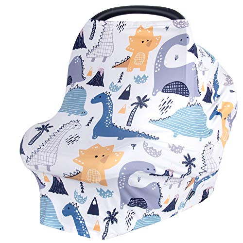Image of Baby Car Seat Cover, Nursing Cover for Breastfeeding, Baby Carseat Canopy for Boys and Girls, Infant Car Seat Cover, Multiuse Baby Shopping Cart/High Chair/Stroller Covers (Dinosaur)
