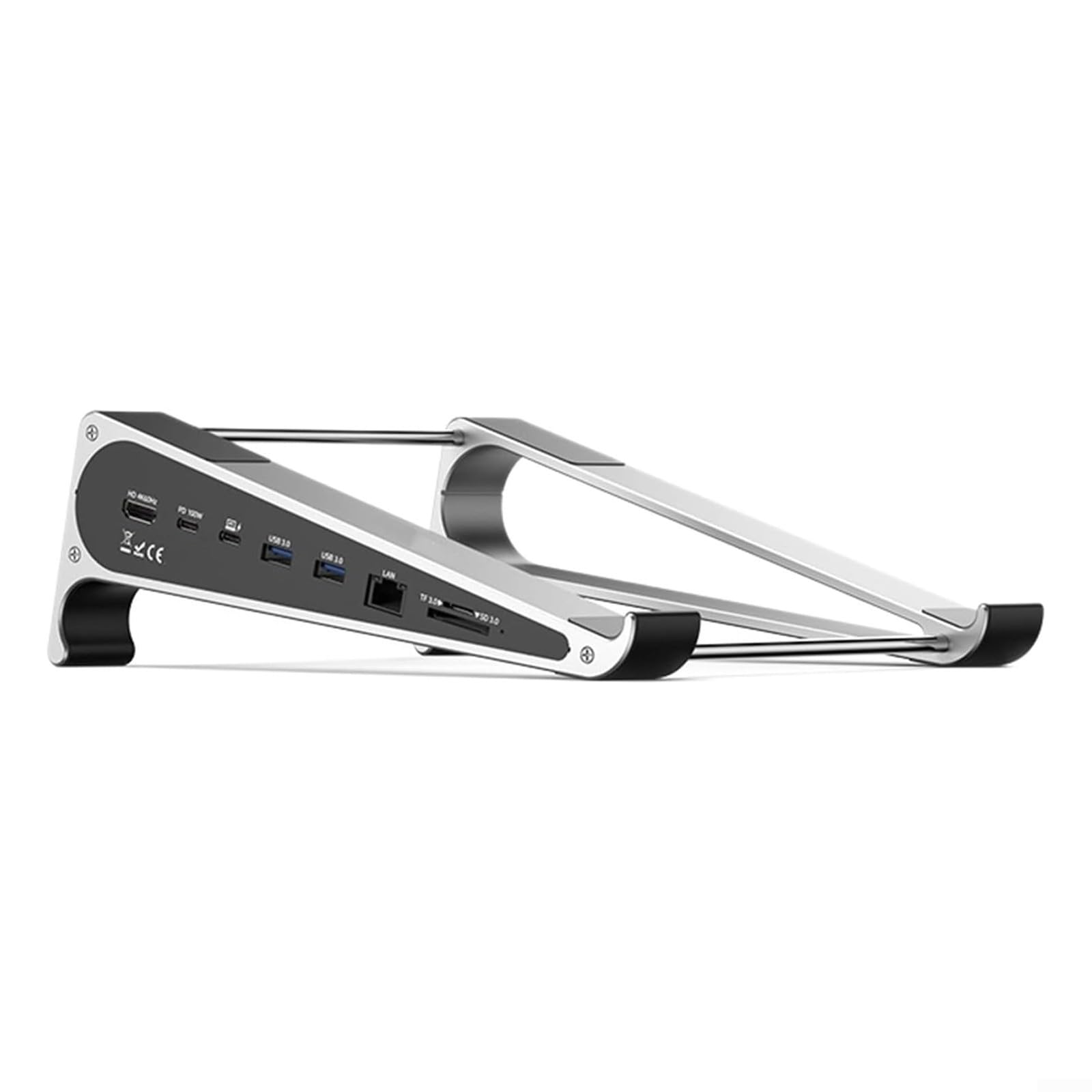 Docking station di raffreddamento per laptop in alluminio con doppio 4K, ricarica rapida PD da 100 W, supporto verticale ergonomico pieghevole, per MacBook e laptop (ST709)