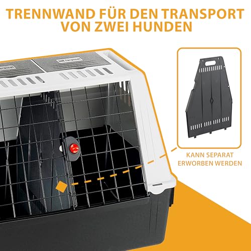 Ferplast Hundebox Auto, Atlas CAR 80 SE, Ablagefach, Doppelte Schiebeöffnung mit Sicherheitshaken L 82 x W 51 x H 61 cm – Max 20 kg
