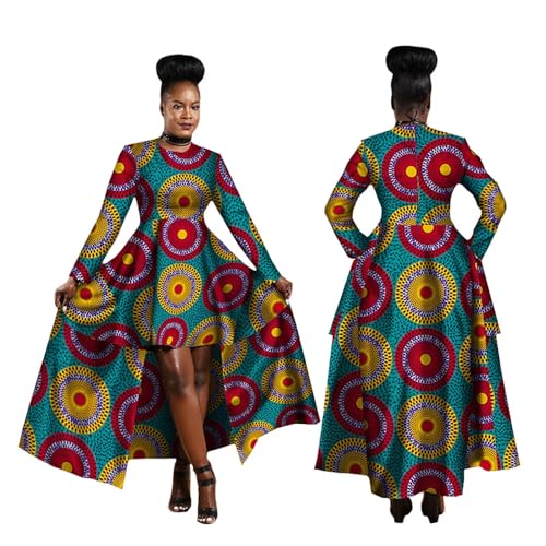 ABCWAX African Dresses for Women Kente Style Print Cotton Sexy Maxi Long Dress for Ladies African Clothes