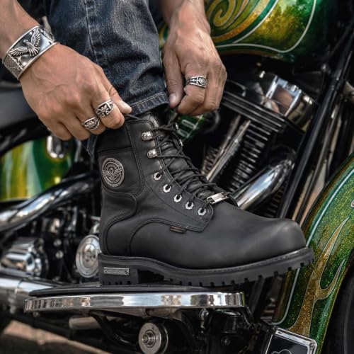Image of Milwaukee Leather Men's Leather Lace-Up Riding Boots - Motorcycle Biker Footwear for Street & Daily Wear