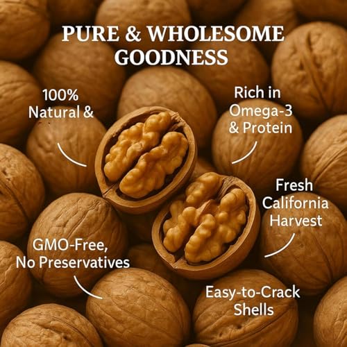 Image of 12 Lbs Bulk Premium Natural Walnuts in Shell, Walnuts in Shell, Jumbo, Fresh, Buttery Taste, Easy to Crack, California, Natural Shells, Kosher, in Box