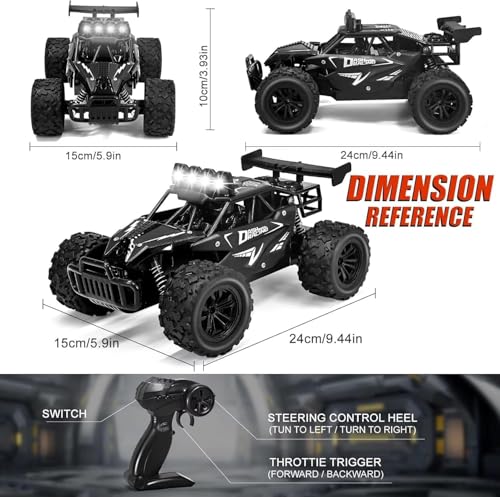 Image of Maruti RC Monster Truck for Kids, 2.4GHz Remote Control Car, 1:16 Scale High Speed Off Road Racing Car with LED Lights, Shockproof Suspension, Rechargeable RC Toy Gift for Boys & Girls 4-12 Years.