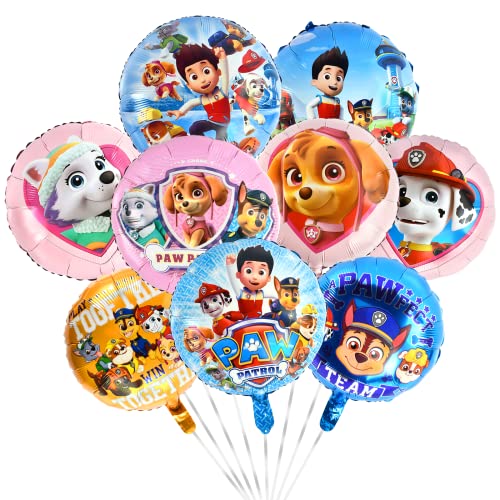 Paw Dog Patrol Luftballons, 9 Stück Folienballon Dog, Paw Patrol Figuren Luftballon, Hund Patrol Folien Luftballon, für Kinder Luftballon Party Supplies Dekoration Cover