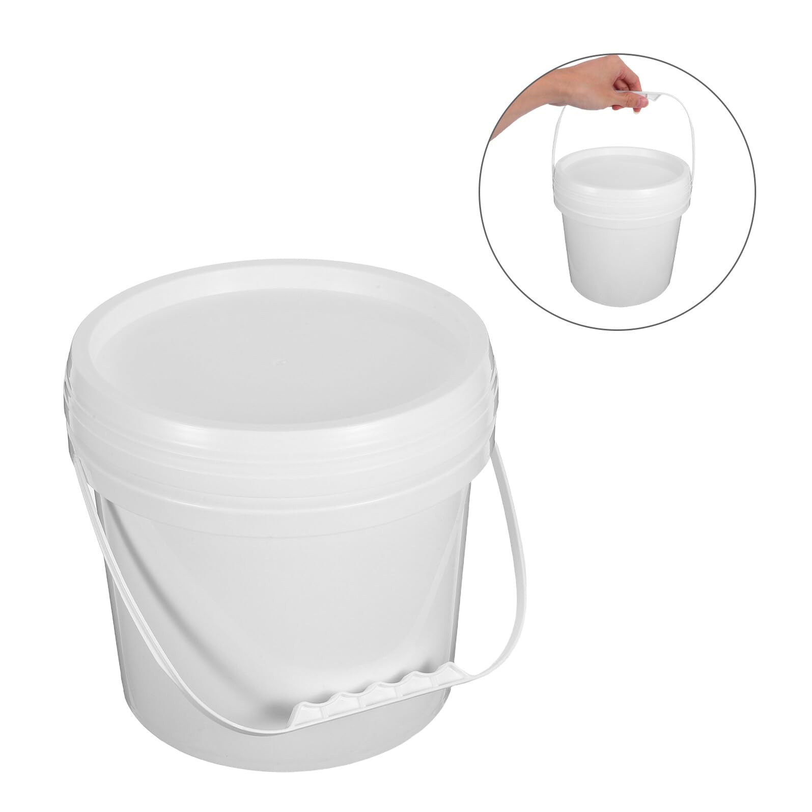 4 Pezzi Contenitori Alimentari in Plastica Manici e Coperchi Ermetici Secchielli Rotondi per Conservazione Cibo Resistenti Freezer Gelato Salse e Marmellate