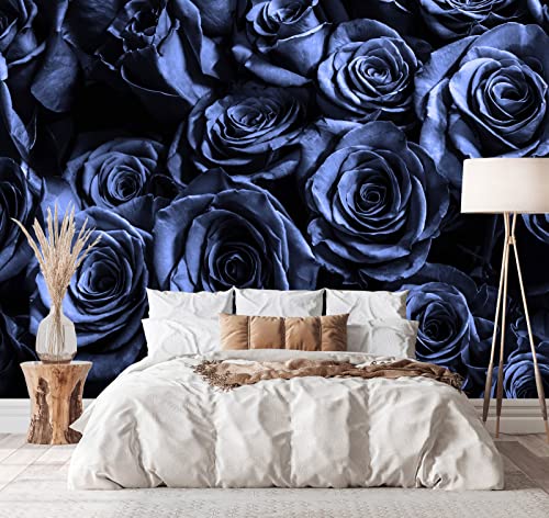 Bormia Floral Wall Mural 3D Blue Rose Wallpaper Flower Murals for Walls for Livingroom Bedroom