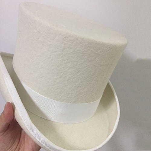 Elong Men's 100% Wool Felt Magic Top Satin Lined 5In Tall Fedora Hat, White, X-Large #TOP5