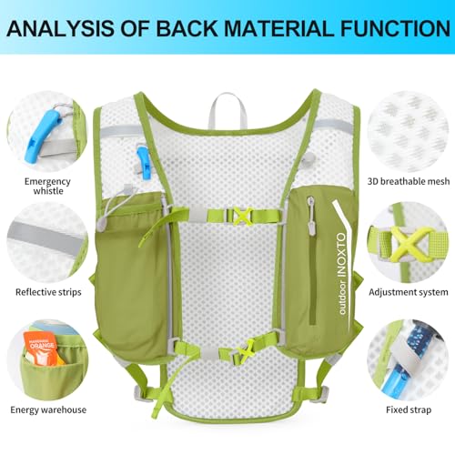 Image of INOXTO Running Hydration Vest Backpack,Lightweight Insulated Pack with 1.5L Water Bladder Bag Daypack for Hiking Trail Running Cycling Race Marathon for Women Men