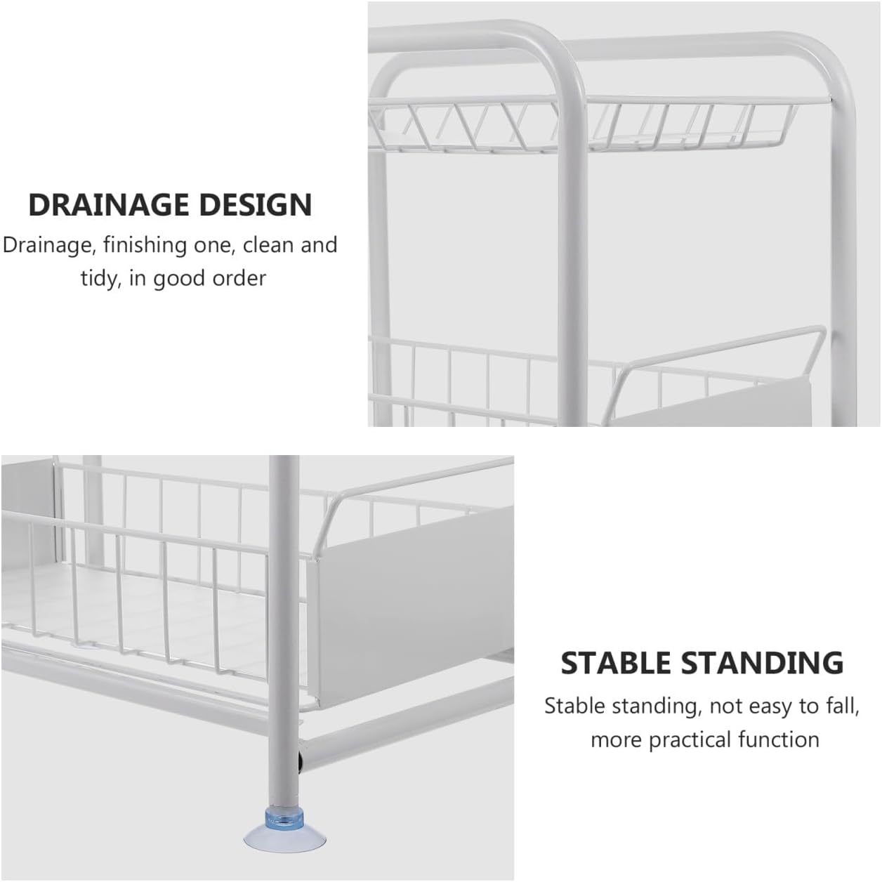 2-Tier Expandable Under Sink Organizer Rack for Kitchen Bathroom Adjustable Storage Drawer Sturdy Plastic for Cabinets