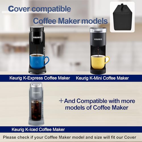 Image of Dust cover for Keurig Single Serve K-Cup Pod Coffee Maker, Heavy Duty Waterproof Coffee Machine Cover for Keurig K-Express, K-Mini and K-Iced Single Serve K-Cup Pod Coffee Maker (Black)