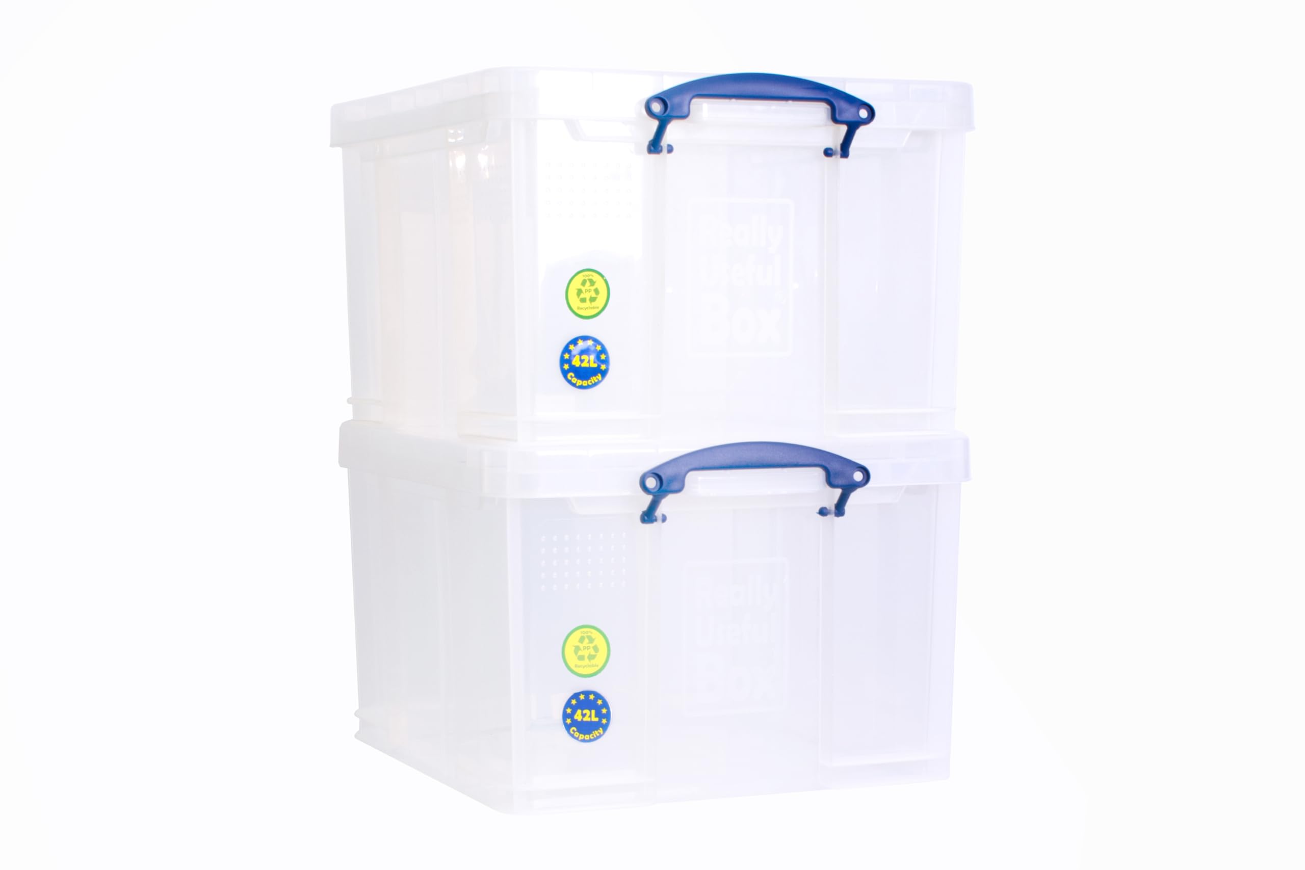 Really Useful Plastic Storage Box 42 Litre Clear (Pack of 2)
