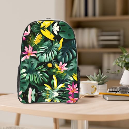 Sac à dos transparent imprimé feuilles tropicales et fleurs One Size - 5