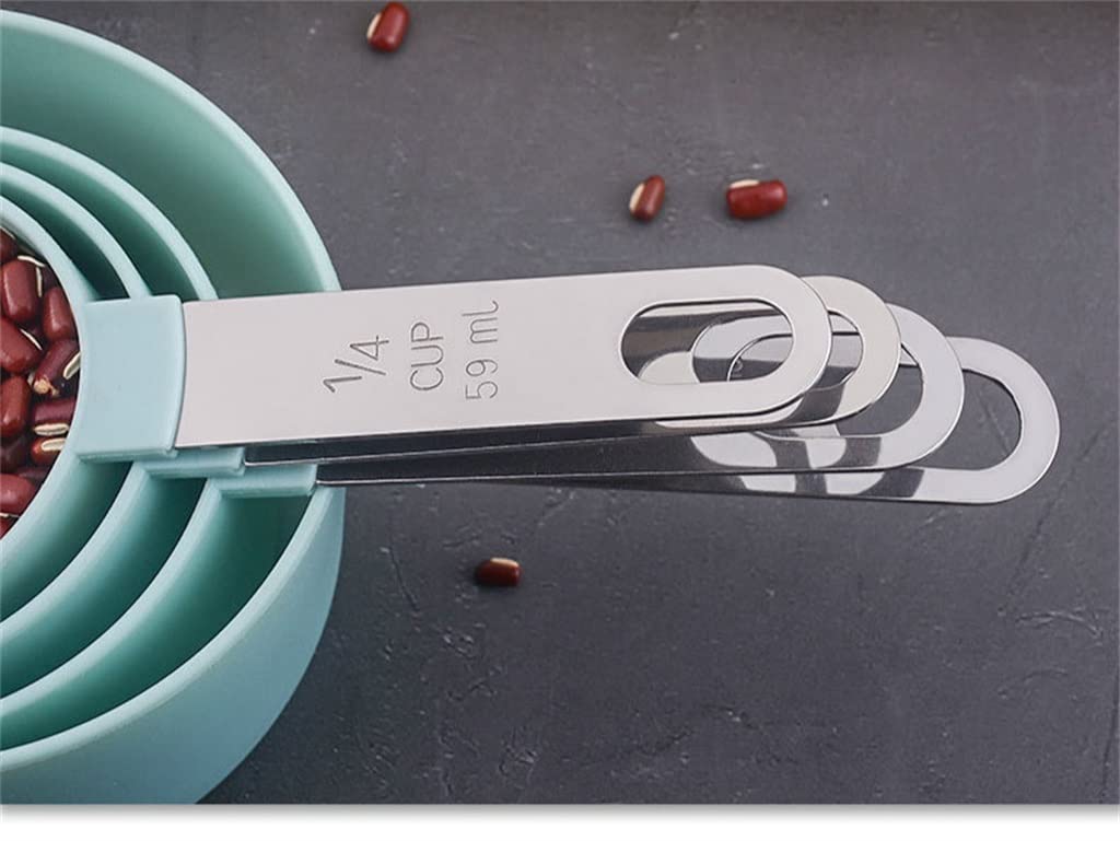 Strumento di misurazione della tazza del cucchiaio multiuso da 4 pezzi Accessori per la cottura in PP Manico in acciaio inossidabile Gadget da cucina (Colore : A, Dimensioni : Come mostra l'