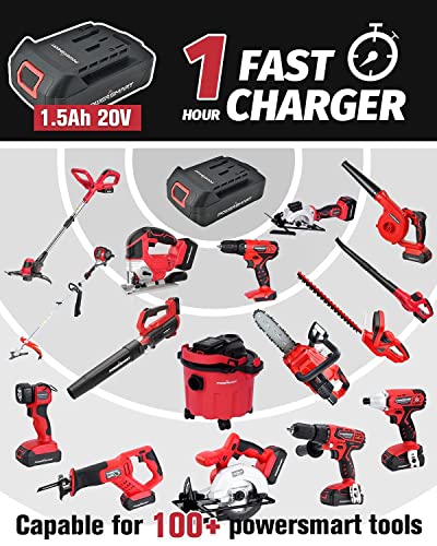 Powersmart Cordless Drill Driver, 20V Drill Driver Brushes, 300 In-Lb Torque Impact Drill Driver, 3/8'' Chuck, Power Drill Driver Built-In Led, 1.5Ah Lithium-Ion Battery & Charger Included #TOP7