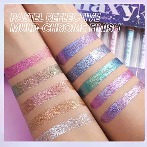 Bestland Liquid Glitter Eyeshadow Set, Multichrome Glitter Shimmer Eye Looks Waterproof Long Lasting Quick-Drying Sparkling Eye Shadow Liquid Highlighter Makeup Kits (Magic Color) #TOP7