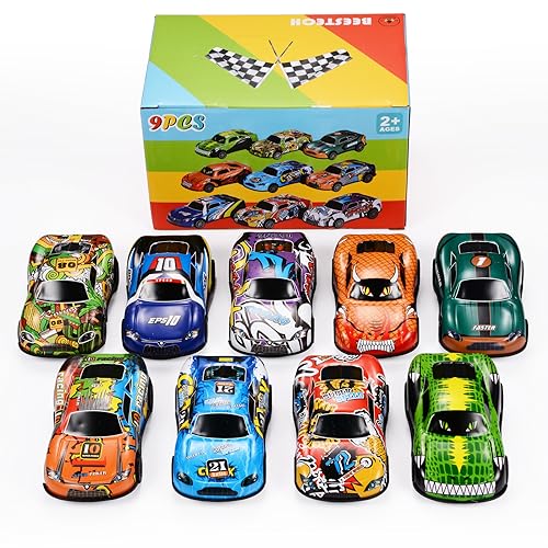 4.2" Toy Cars Metal Race Cars Vehicles 9 Pack, Pull Back Cars Toys for Boys, Girls, Toddlers, Kids 2,3,4,5,6,7 Years Old, Party Favors, Teacher Reward Prizes, Boy Birthday Gifts