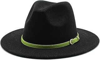 Lanshui Accessories - Sombrero de jazz de ala ancha, color verde, de fieltro de lana, sombrero de fiesta, sombrero de boda