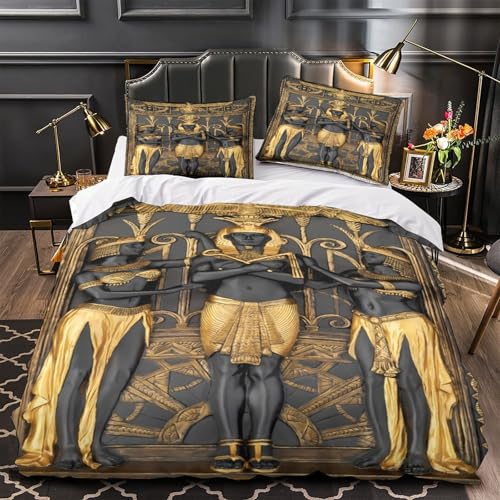 Housse de couette Égypte antique en microfibre douce parure lit double