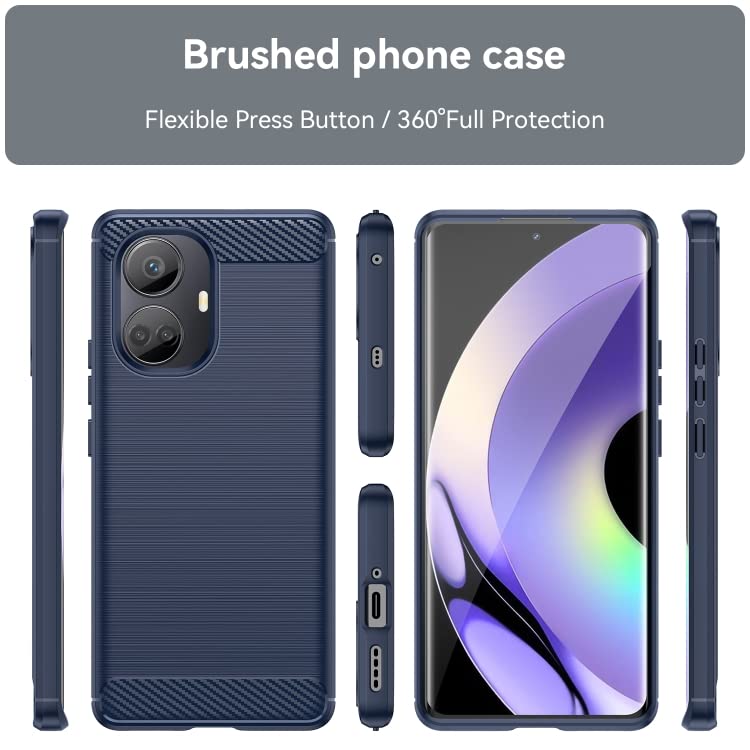 Image of NPRC Hybrid Ultra Slim Protective Case TPU Non-Slip Carbon Fiber Texture Shockproof Case Cover for Realme 10 PRO Plus - Blue