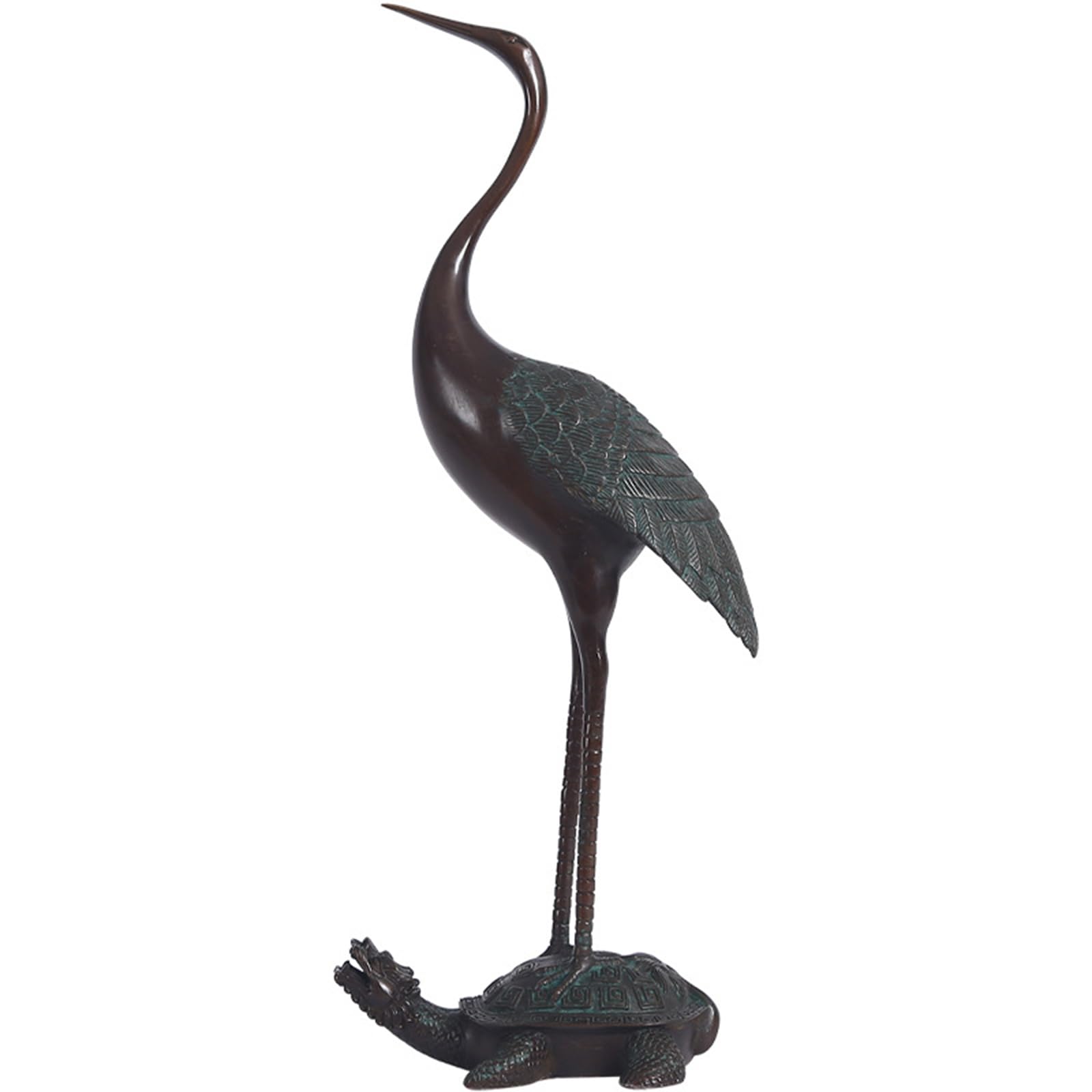 Hhhxkkuu Brass Crane and Dragon Turtle Statue 5.3 x 3 x 14.4 in