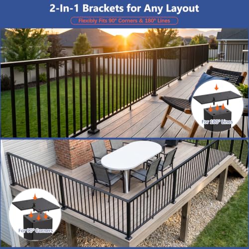 Image of Complete 36 in. H x 6 ft W 6063 Aluminum Deck Railing Extension Kit | 1 Panel, 1 Post, Add‑On Kit for Complete Level Railing System,Corner Decking, Length Cuttable Easy DIY, Modular