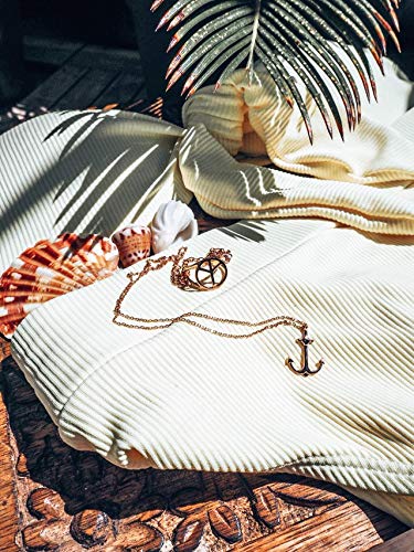 MEVECCO Gold Dainty Anchor Pendant Necklace,14K Gold Plated Cute Horizontal Hammered Necklace for Women2