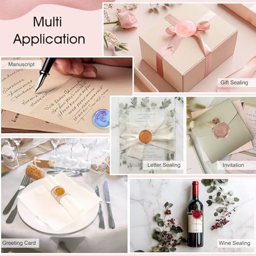 Aottom Wax Seal Kit, 48 Colors 1248 Pcs Sealing Beads with Melting Pot, Spoon, Tea Light Candles, Wax Seal Stamp Kit for Wedding Invitation, Gifts, Envelope, Letter Stamp Sealing and DIY Craft - Thumbnail 7