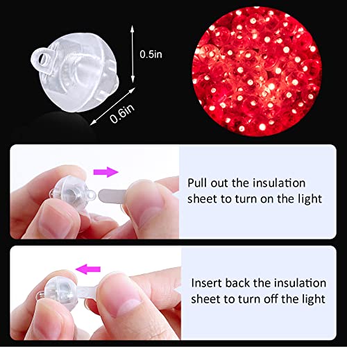 Image of ZGWJ 100PCs Red Balloon Lights Mini, Battery Powered, Long Standby Time Waterproof Tiny Led Round Light for Paper Lantern Balloon Party Easter Eggs Wedding Christmas Halloween Decorations