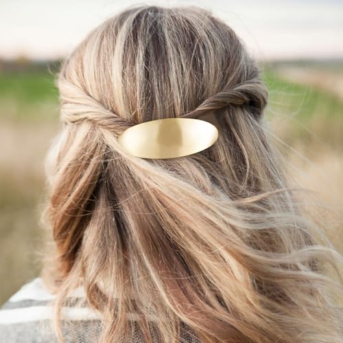 Pinza para el cabello oro oval vintage 3 pulgadas miniatura 4