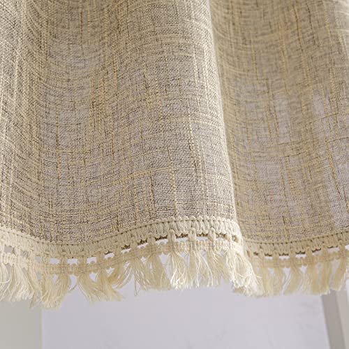 Beda Home Tassel Linen Textured Swag Curtain Valance For Farmhouses’ Kitchen; Light Filtering Rustic Short Swag Topper For Small Windows Bedroom Privacy Added Rod Pocket Design(Taupe, 52Wx18L - 1Pc) #TOP4