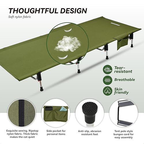 MARCHWAY Lever-Lock Aluminum Camping Cot