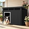 YITAHOME Plastic Dog House, Indoor & Outdoor Dog Kennel with Lift-Up Sloping Roof, Waterproof & Ventilated for Small to Medium Dogs, Easy to Clean Design, Black
