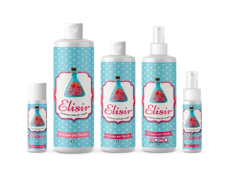 21 SHOP® PULITO DA FAVOLA - Family Collection ELISIR Essenza Profuma Bucato e Ambiente Spray da 30 e 250 ml Bucato da 30, 250 e 500 ml