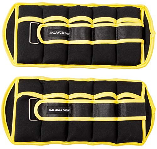 BalanceFrom GoFit Fully Adjustable Ankle Wrist Arm Leg Weights, Black/Yellow - Thumbnail 2