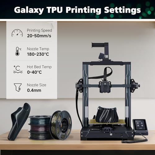 Image of YOUSU Galaxy Black TPU Filament 1.75mm Bundle, 95A (42D) Flexible 3D Printer Filament, Galaxy Glitter with Starry Sparkle Effect,250g Spool,4 Rolls,TPU Black Filament Glitter Gold+Blue+Purple+Colored