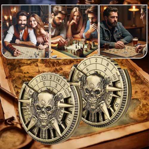 Dados Spinner DND Anticaídas con Ruleta de Calavera Metálica y Giro de Dedos 4