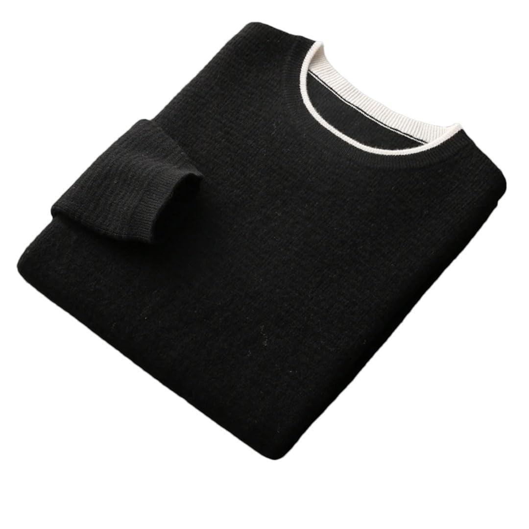 Vogrtcc Men's Cashmere Sweater Pullover Casual Loose Round Neck Knitted Tops