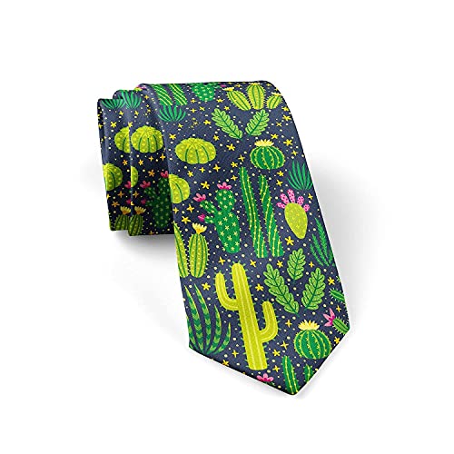 Hawaii Tropical Cactus Holiday Mens Polyester Textile Tie Party Elegant Charming Necktie