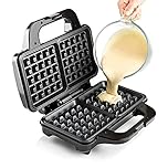 GLOBAL GOURMET Square Waffle Maker Iron Machine 1000W I Snack & Dessert Maker I Electric I Non-Stick Coating Mould I Deep Cooking Plates I Recipes Included