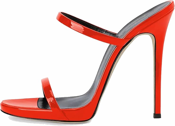 Sexy Open Toe Red Mules women's sandals Platform Stiletto green heels Women Two Straps Slip on Slingback Party Prom Evening Dance Shoes