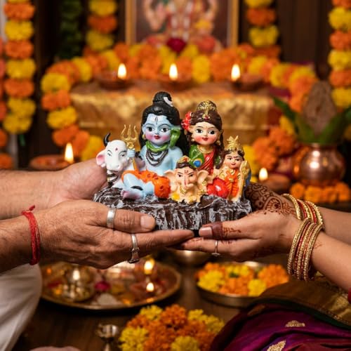 Image of ZAICUS Shiv Parivar Idol for Home Temple Decor | Lord Shiva Family Statue Murti for Pooja Room, Mandir, Spiritual Gift & Religious Decoration